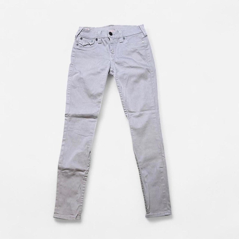 True Religion Womens Gray Skinny Jeans Low Rise Flap Pocket Made in USA Size 27 - Picture 4 of 8
